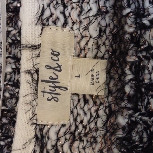 Style & Co Marled Eyelash Texture Sweater Black Large - Picture 5 of 9